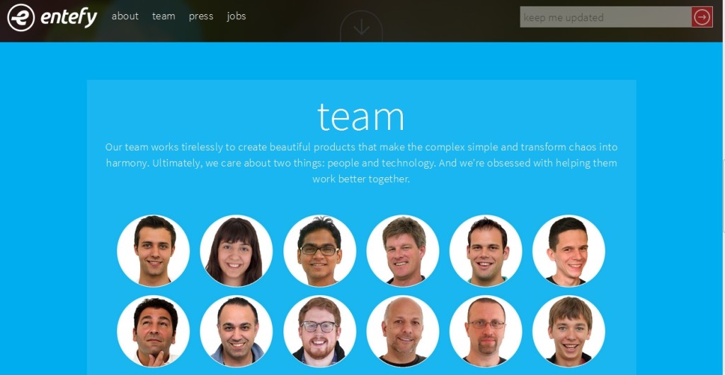 Brienne Ghafourifar pictured as the sole woman on the Entefy team. Screengrab from entefy.com.